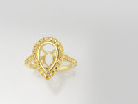 Pear Halo Ring w/ Dia on Shank