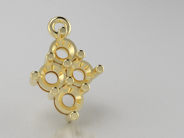 S1306 4Ston Diamond Shape Setting