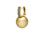 P2104 - 3 Stone Pearl Hoop Earrings